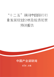 “十二五”期間中國銀行行業發展規劃分析及投資前景預測報告