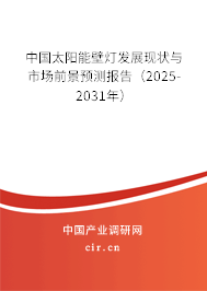 中國太陽能壁燈發(fā)展現(xiàn)狀與市場前景預(yù)測報(bào)告（2025-2031年）