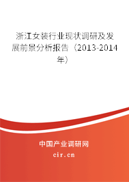 浙江女裝行業現狀調研及發展前景分析報告（2013-2014年）