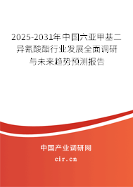 2025-2031年中國六亞甲基二異氰酸酯行業發展全面調研與未來趨勢預測報告
