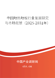中國地熱地板行業發展研究與市場前景（2025-2031年）
