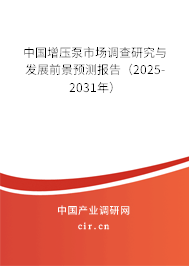 中國增壓泵市場調查研究與發展前景預測報告（2025-2031年）