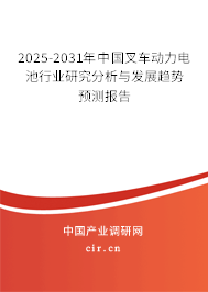 2025-2031年中國叉車動力電池行業研究分析與發展趨勢預測報告