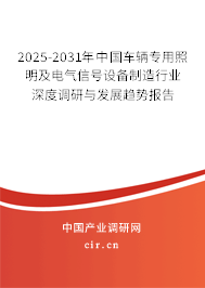 2025-2031年中國車輛專用照明及電氣信號設備制造行業深度調研與發展趨勢報告