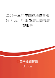 二〇一三年中國移動位置服務（lbs）行業發展回顧與展望報告
