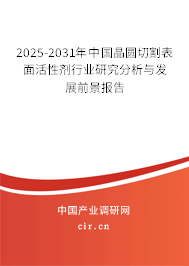 2025-2031年中國晶圓切割表面活性劑行業研究分析與發展前景報告