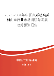 2025-2031年中國氟哌噻噸美利曲辛行業市場調研與發展趨勢預測報告