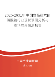2025-2031年中國食品級六偏磷酸鈉行業現狀調研分析與市場前景預測報告